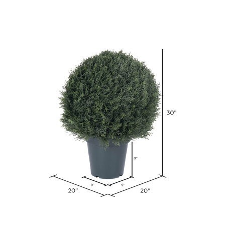 30 inches Tall 22 inches Wide Outdoor UV Pond Cypress Ball in Pot