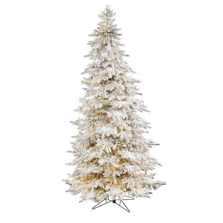 9' Flocked Grand Northern Rocky Fir Artificial Christmas Tree with 8208 Warm Cluster (Multifuncti...