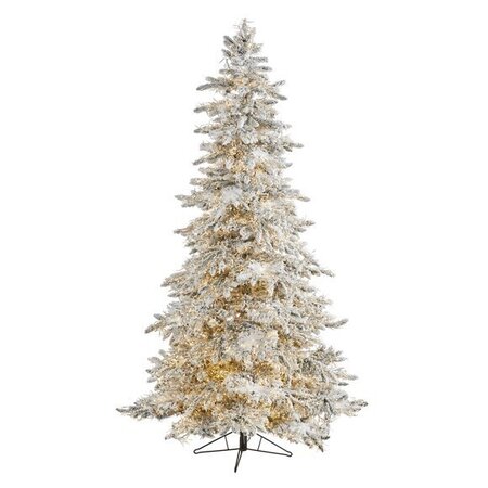 7.5' Flocked Grand Northern Rocky Fir Artificial Christmas Tree with 6672 Warm Cluster (Multifunc...