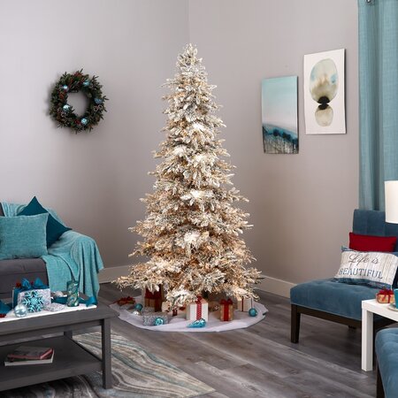 7.5' Flocked Grand Northern Rocky Fir Artificial Christmas Tree with 6672 Warm Cluster (Multifunc...