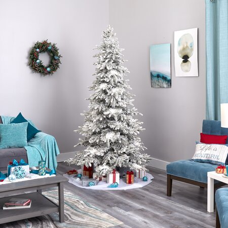 7.5' Flocked Grand Northern Rocky Fir Artificial Christmas Tree with 6672 Warm Cluster (Multifunc...