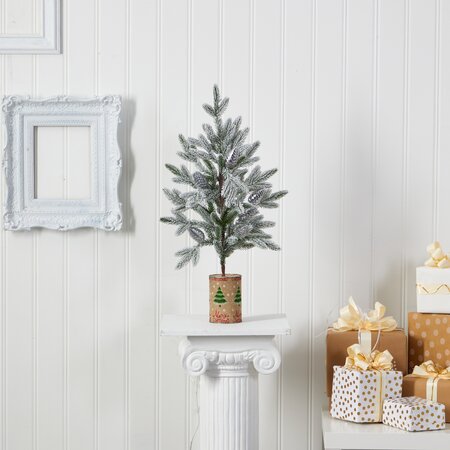 28" Flocked Christmas Artificial Tree in Decorative Planter