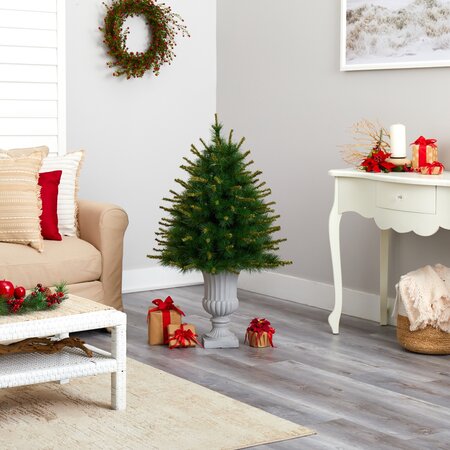 44” New England Pine Artificial Christmas Tree With 50 Clear Lights And 117 Bendable Branches In ...