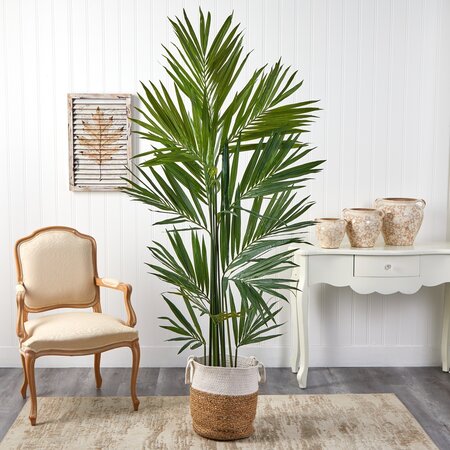 7’ Kentia Artificial Palm In Handmade Natural Jute And Cotton Planter