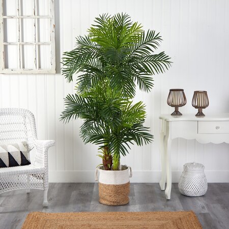 6' Hawaii Artificial Palm Tree in Handmade Natural Jute and Cotton Planter