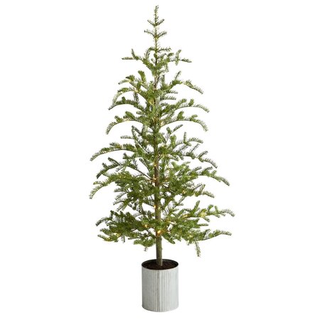 5.5' Pre-Lit Pine Artificial Christmas Tree in Decorative Planter with 150 Lights