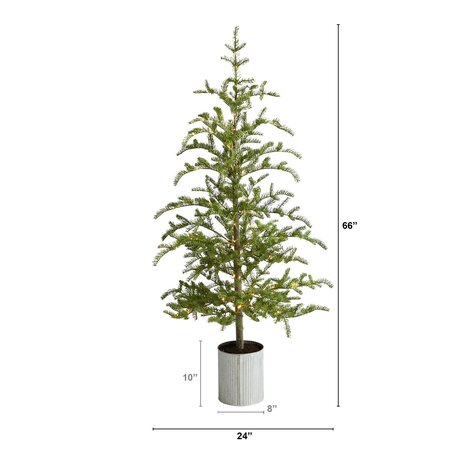 5.5' Pre-Lit Pine Artificial Christmas Tree in Decorative Planter with 150 Lights