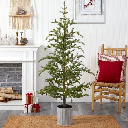 5.5' Pre-Lit Pine Artificial Christmas Tree in Decorative Planter with 150 Lights