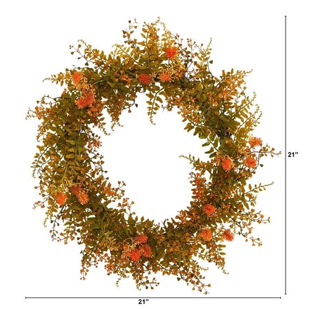 21" Autumn Fern Artificial Wreath