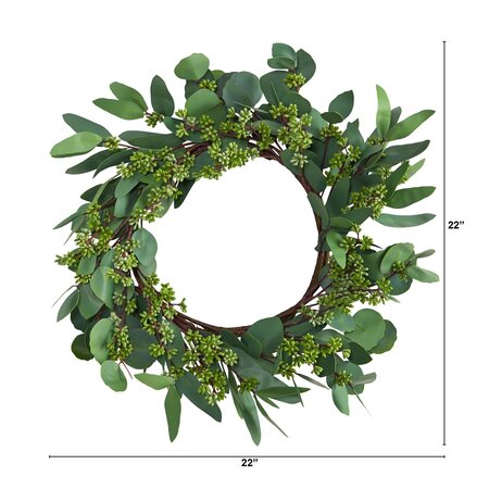 22" Eucalyptus and Berry Artificial Wreath