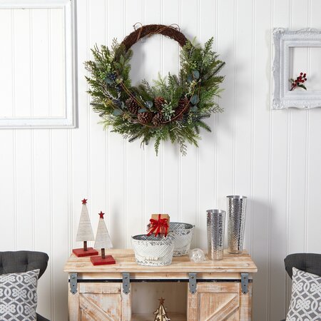 30" Pine and Pinecone Artificial Christmas Wreath on Twig Ring