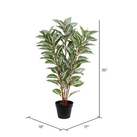 35" Artificial Green Real Touch Zebra Plant.