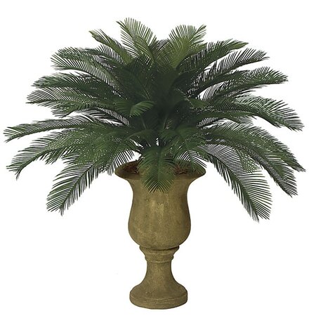 3 feet Tall Artificial Outdoor Cycas Palm Cluster - 48 Fronds - Tutone Green - Bare Stem