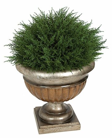 14 inches x 21 inches Outdoor Plastic Cypress Half Ball - Wood Base