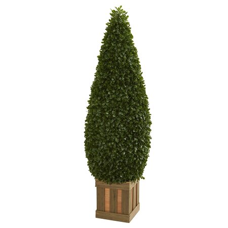 5’ Outdoor Boxwood Cone Topiary Artificial Tree with Decorative Planter Shown