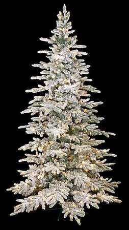 9 feet Medium Flocked Christmas Tree with Glitter - 600 Warm White LED Lights