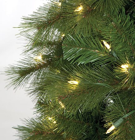 9 feet Mika Pine Pencil Christmas Tree - 650 Warm White LED Lights - Wire Stand