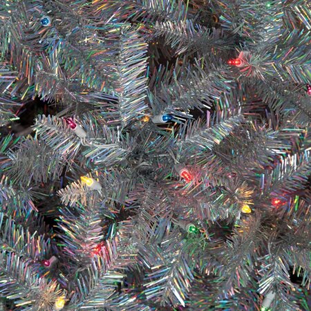 7.5 feet Silver Iridescent Christmas Tree - Slim Size - 550 Multi - Colored Lights