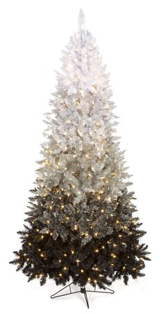 5 feet Ombre Christmas Tree - Slim Size - 250 Winter White 5.5mm LED Lights