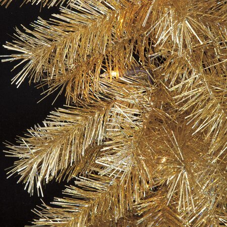 6 feet Gold Laser Garland - 150 Gold Tips - 50 Clear Lights - 12 inches Width