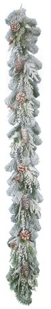 6' Flocked Snowy Douglas Fir Garland with Pinecones