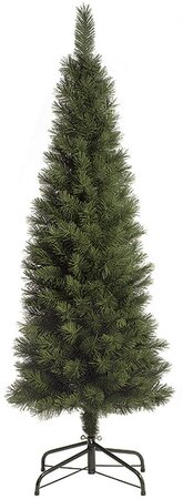 7.5 feet Pencil Pine Christmas Tree - 397 Green Tips - Clear Lights - Wire Stand
