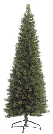 7.5 feet Pencil Pine Christmas Tree - 397 Green Tips - Clear Lights - Wire Stand