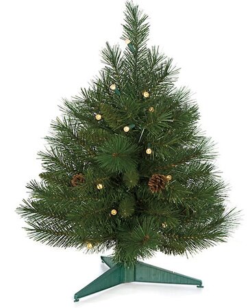 2 feet Mixed Pine Christmas Tree - Battery Operated - On/Off Switch - Green Tips