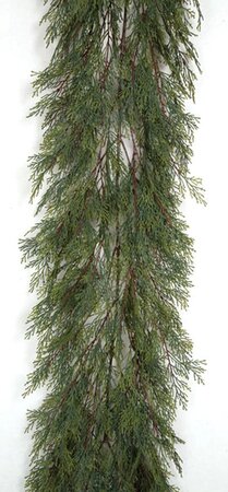 6 feet Plastic Outdoor  Cypress Garland - 16 inches Width - Green