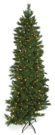 7.5 feet Noble Flat Christmas Tree - 300 Warm White LED Lights - Wire Stand