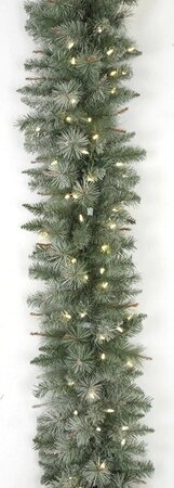 9 feet Frosted Mixed Needle Garland with Laser Glitter - 240 Green Tips