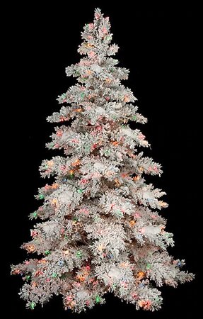 9 feet Heavy Flocked Snow Christmas Tree - Full Size - 650 Warm White LED Lights