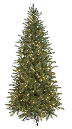 9 feet Spruce Christmas Tree - Slim Size - 800 Warm White LED Lights - Wire Stand