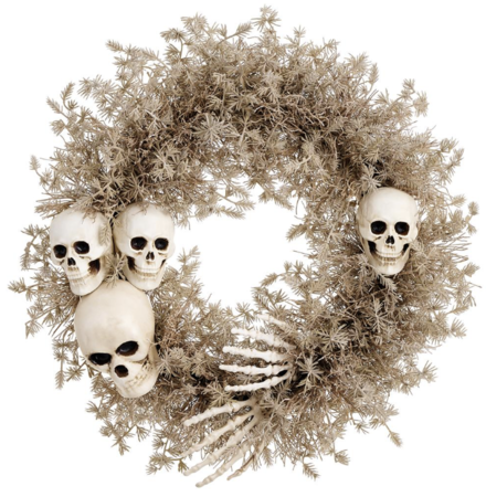 22" Skeletons Pine Wreath  Beige Gray