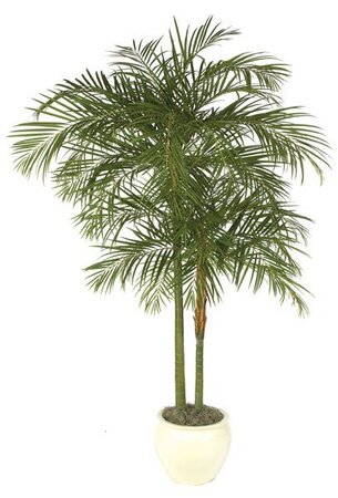 10 feet Artificial Areca Palm - 2 Fiberglass Trunks - 1,692 Leaves - Tutone Green - Weighted Base
