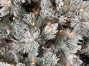 Pre Lit 7.5 feet & 9 feet Light Frosted Blue Spruce Christmas Tree with Pine Cones