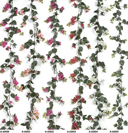 Fade Resistant All Weather Plastic  Outdoor Bougainvillea Garlands comes in 6 different colors to choose from!