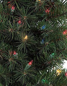 EF-30075 7.5 Kingswood Pencil Pine Christmas Tree - 1,075 Green Tips - 350 Multi Colored Lights 2...