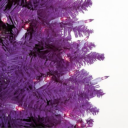 C-100441  7.5 feet Ashley Purple Slim Tree 1,077 Tips, 800  Purple Lights 41 inches Wide