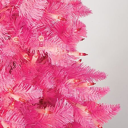 C-100411 7.5 feet Ashley Baby Hot Pink Slim Tree 1,077 Tips, 800 Baby Hot Pink Lights 41 inches Wide