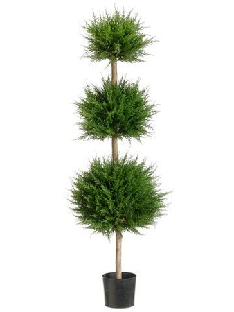 EF-214  4 feet Canadian Cypress Triple Ball Topiary Green Indoor/Outdoor(Price is for a 2pc set)