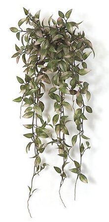 25 inches Plastic Wandering Jew Bush - Soft Touch - 317 Lavender/Green Leaves - 11 inches Width