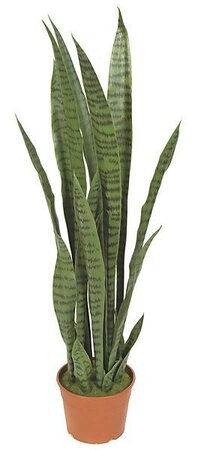 37 inches Plastic Sansevieria - 21 Dark Green Leaves - Weighted Base