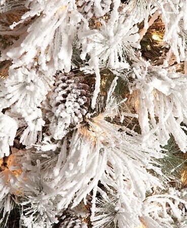 Heavy Flocked Long Needle Pine Christmas Tree - 80 Pine Cones - 350 Clear Lights