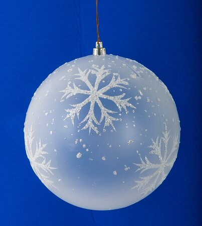 Plastic Ball Ornament with Glitter Snowflakes - Clear/White