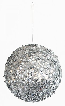 Silver Diamond Sequined/Glittered Ball Ornaments | 4" to 12" Sizes
