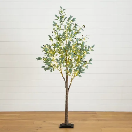 6’ Lighted Artificial Fruiting Olive Tree With 280 Warm White LED Lights