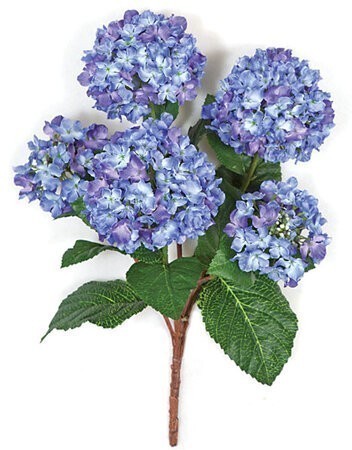 21 inches Hydrangea Bush - 5 Blue/Purple Flowers - 4 inches Stem - Bare Stem