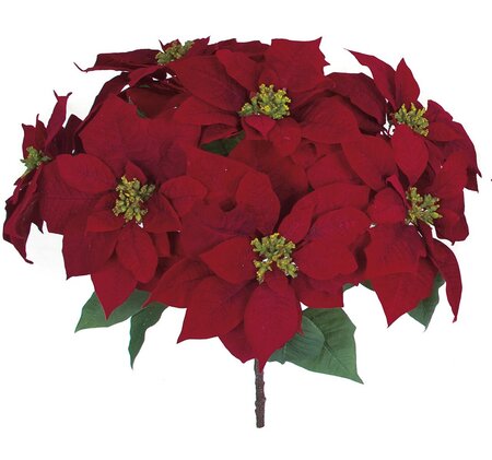 VELVET RED Or White FABRIC Poinsettia Bushes