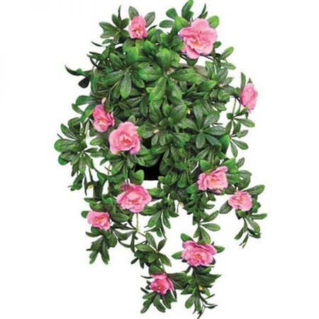 EF-34P 34 inches Hanging Outdoor UV Rated Artificial Pink Azalea Bush 12 Flrs 15 Buds